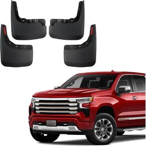 طين اللوحات الطينية استبدال حراس الطين لعام 2019-2024 Chevy Silverado 1500 (يستبعد ZR2/ LT Trail Boss/ Custom Trail Boss) Mudflap الأمامي وحارس الطين الخلفي لا حفر مطلوب 4pc مجموعة