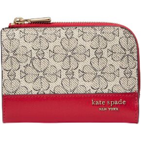 kate spade new york Devin Spade Flower Coated Canvas Small Compact Wallet, Ruby Citrus Multi