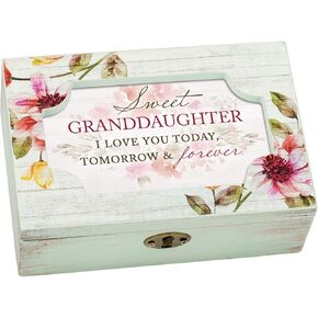 Cottage Garden Granddaughter I Love You Floral Decoupage Petite Music Box Plays You are My Sunshine