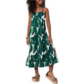 GORGLITTER Girl's Summer Hawaiian Dress Sleeveless Tropical Boho Beach Maxi Dresses