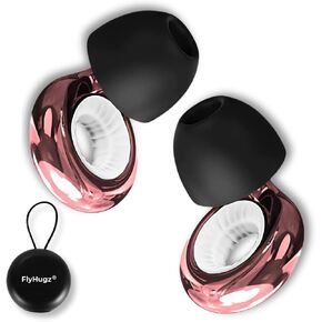 Flyhugz Pink Whisper Noise Closeling Slips - سدادات أذن حلقة قابلة لإعادة الاستخدام للنوم ، والإغاثة من طنين الأذن ، والشخير ، والحفلات الموسيقية ، والسفر والعمل