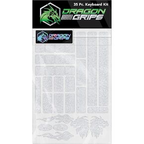 Dragon Grips Gaming Keyboard Grips Set for Backlit Keycaps Mechanical Keyboard & Gamer Mouse (Clear) Self Adhesive | Designed for Razer Redragon Logitech Corsair & All Gaming Keyboards | 35 Pc Set