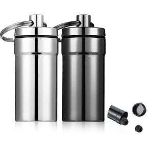 2Pcs Loops Ear Plug Case, Portable Metal Earplug Case Keychain, Travel Ear Plug Holder, Waterproof Loops Earbuds Storage Container for Outdoor Jewelry Pill Organizer (Black, Silver)