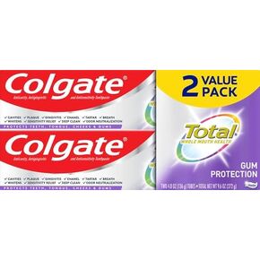 كولجيت معجون اسنان توتال وايتنينج بالفلورايد والزنك لتخفيف الحساسية والحماية من التسوس بالنعناع، 4.8 اونصة (عبوة من قطعتين) in Kuwait