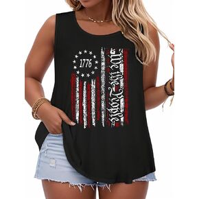 Plus Size American Flag Shirts Women 4th of July Tank Tops Patriotic USA Sleeveless Graphic Tees Casual Plus Size Tops in Kuwait