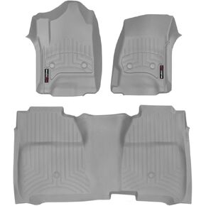 Weathertech مخصص FIRELLINER FLOORLINER FORELLER for Silverado 1500 ، 2500HD/3500HD ، Sierra 1500 ، 2500HD/3500HD (Crew Cab ، Carpet) - 1st & 2nd row ، Black