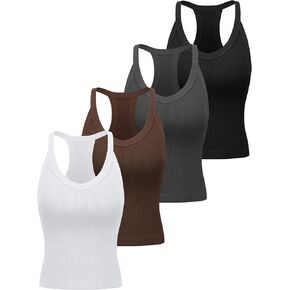 Bencailor 4 Pack Womens مضلع قمم تجريب قمم مع Racerback Summer v Neck Carelich Clamisole for Sport