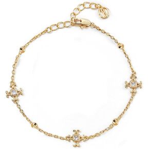 Cicy Bell 18K أساور ربط رابط مطلي بالذهب الأصفر للنساء للنساء قابلة للتعديل من زركونيا كابل كابلز حبة الأساور ، 5.9 "مع 1.9" موسع