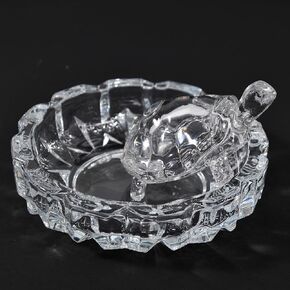 Crystal Glass Feng Shui Turtle-Tortoise Plate | Turtle Plate Set for Vastu, Good Luck, Health & Prosperity | Decorative Gift Set for Home and Office