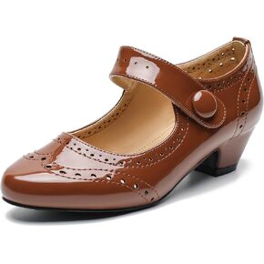 Women's Low Chunky Heel Ankle Strap Cut Out Closed Toe Pumps Hook and Loop Retro D'Orsay Vintage Dressy Wedding Party Church Shoes