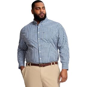 IZOD Men's Big and Tall Performance Comfort Long Sleeve Plaid Button Down