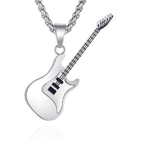Fashion Titanium Steel Musical Guitar Pendant Necklace