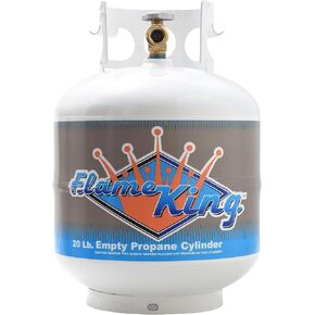 Flame King YSN-201 20 رطلاً ، أسطوانة دبابة بروبان من الفولاذ مع صمام OPD من النوع 1 ، أبيض