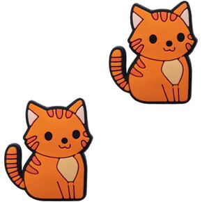 Orange Cat Shoe Charms - Cute Animal Decoration Charms Gift for Boys Kids Teens and Adults - Set of 2
