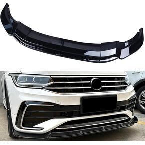 MUCO 3pcs Front Bumper Lip Spoiler Kit Compatible with V-o-lk-sw-agen Tiguan Rline 2021 2022 2023 24 Gloss Black Cover Guard Protection Conversion Front Lips