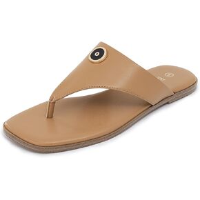 Rihero Women's Flip Flops Square Thong Thong Flat Sundals Summer Summer Most on Beach Slide Sandals