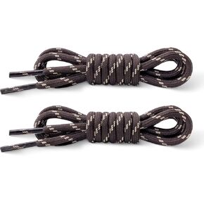 YLOKO 2 Pairs Round Boot Laces, Heavy Duty Shoelaces for Work Boots Sneakers Hiking Running Athletic Shoes Strings for Adults