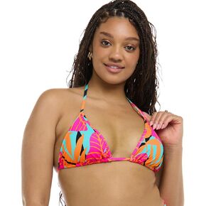 Body Glove Women's Standard DITA Slider Triangle Bikini Top Swimsuit, Canopy Tropical Brights