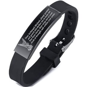 The Warrior Saint Michael Archangel Talisman Silicone Baricelet St. Michael Protect Us Bangle Defender Angel Protection المجوهرات للمسيحيين ، قابل للتعديل