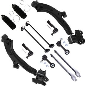 SCITOO 12pcs Suspension Kit Lower Control Arm w/Ball Joint Inner Outer Tie Rod End Sway Bar Link Steering Rack Boot Fit 2007-2011 For Honda CR-V