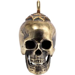 Skull Pendant Charm for Necklace Bracelet Brass Handcrafted Gothic Rock Punk Diablo Biker Retro [Heptagram 60086]