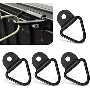 4 PCS Car Tie Down Anchor, V-Shaped Truck Bed Tie Down Anchors Accessories, Durable Metal Design, Heavy Duty Multifunctional Rail Tie Down Anchor, Universal for Most Cars (Black)