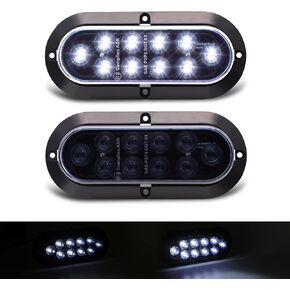 TMH (حزمة من 2 6 بوصة ضوء أبيض/عدسة مدخنة 10 LED السطح Mount Oval Truck Signal Side Side Marker LED LED LED لشاحنة Trailer Trail Bus 12V DC