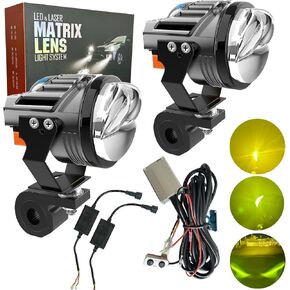 أضواء ضباب الدراجات النارية LED LED LEMAN GREEN/AMBER Light 120W/14،000 LM IP68 LIGHT RUNPROOTION THE BRACKET HARRINCE TIRNINCE لـ MOTRACTIONCELE JEEP ATV