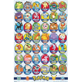 Trends International Pokémon: All-Time Favorites - Grid Wall Poster, 34L x 22.4W, Unframed Version
