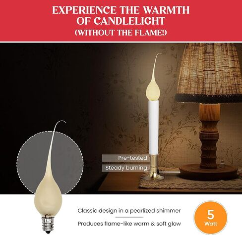 مصابيح إضاءة الشموع المطلية بالسيليكون بتصميم دولة من Creative Hobbies® (عبوة من 10 مصابيح) ~ 5 واط من السيليكون المتلألئ، توهج ذهبي in Kuwait