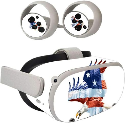 MightySkins Skin Compatible with Oculus Quest 2 - Eagle Eye | Protective, Durable, and Unique Vinyl Decal wrap Cover | Easy to Apply, Remove, and Change Styles | Made in The USA (OCQU2-Eagle Eye) in Kuwait