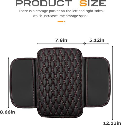 غطاء وحدة التحكم في المركزية ، وملحقات السيارات ، وغطاء راحة للذراع للسيارة ، وسادة صندوق المقعد في مسند الذراع ، وغطاء ذراع السيارة من الجلد الدقيق مع حقيبتين للتخزين ، وتناسب معظم السيارات ، سيارات الدفع الرباعي (أسود) in Kuwait