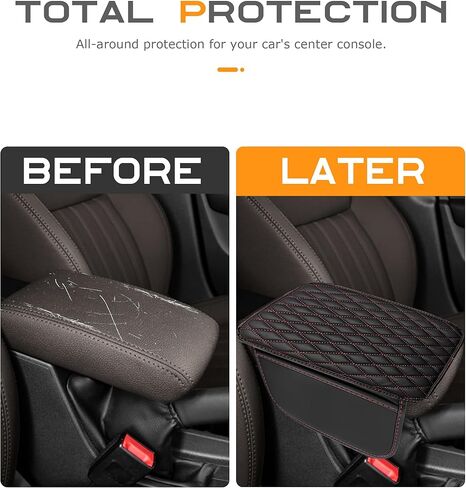 غطاء وحدة التحكم في المركزية ، وملحقات السيارات ، وغطاء راحة للذراع للسيارة ، وسادة صندوق المقعد في مسند الذراع ، وغطاء ذراع السيارة من الجلد الدقيق مع حقيبتين للتخزين ، وتناسب معظم السيارات ، سيارات الدفع الرباعي (أسود) in Kuwait