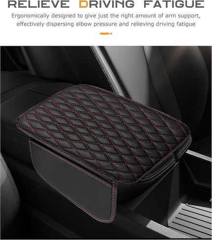 غطاء وحدة التحكم في المركزية ، وملحقات السيارات ، وغطاء راحة للذراع للسيارة ، وسادة صندوق المقعد في مسند الذراع ، وغطاء ذراع السيارة من الجلد الدقيق مع حقيبتين للتخزين ، وتناسب معظم السيارات ، سيارات الدفع الرباعي (أسود) in Kuwait