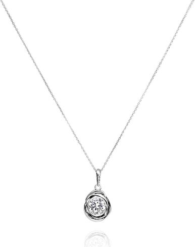 Jean Rachel Jewelry 925 Sterling Silver Necklace for Women - Wire Wrap with Get Met Cubic Zirconia Vintage Design - Hypoallergenic ، Lead & Nickel Free - Artisan Handcrained Dettion Necklace in Kuwait