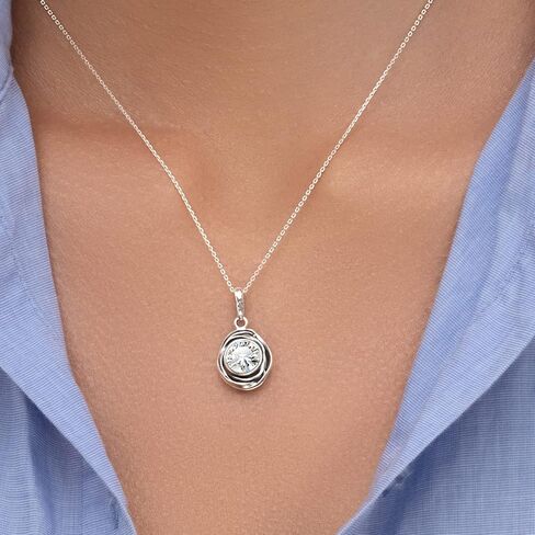 Jean Rachel Jewelry 925 Sterling Silver Necklace for Women - Wire Wrap with Get Met Cubic Zirconia Vintage Design - Hypoallergenic ، Lead & Nickel Free - Artisan Handcrained Dettion Necklace in Kuwait