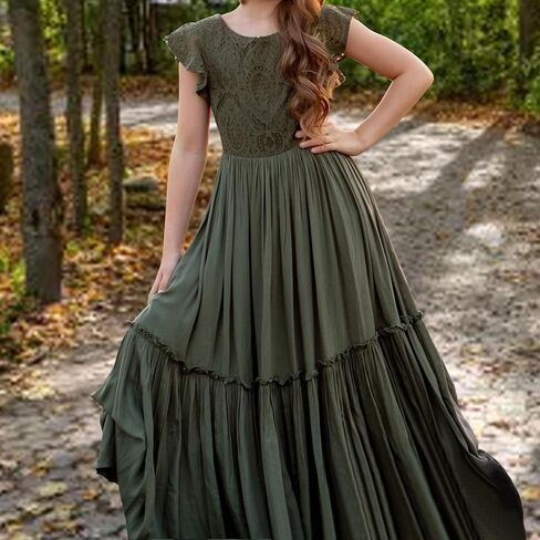 Girls' Dresses,Girls' Dresses 12-14 Breathable Fabric & Elastic Waist,Flower Girls Dress for Weddings & Parties in Saudi Arabia