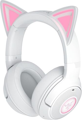 Razer Kraken Kitty V2 BT Wireless RGB Headset: Chroma RGB Kitty Ears & Earcups - Bluetooth 5.2-40 mm Drivers - Noise-Cancelling Mics - Lightweight - 40 Hr Battery w/Type C Charging - Quartz Pink in Kuwait