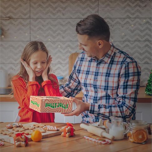 Easykart 12 PCs Christmas Bakery Cookie Gift Box (8.75" x 5.75" x 2.75") in 3 Designs, Colorful Patterns with Window for Pastries, Cupcakes, Cookies, Brownies, Donuts, and Gift-Giving in Kuwait