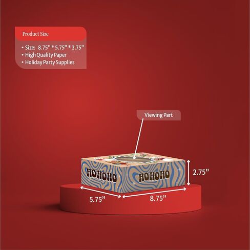 Easykart 12 PCs Christmas Bakery Cookie Gift Box (8.75" x 5.75" x 2.75") in 3 Designs, Colorful Patterns with Window for Pastries, Cupcakes, Cookies, Brownies, Donuts, and Gift-Giving in Kuwait