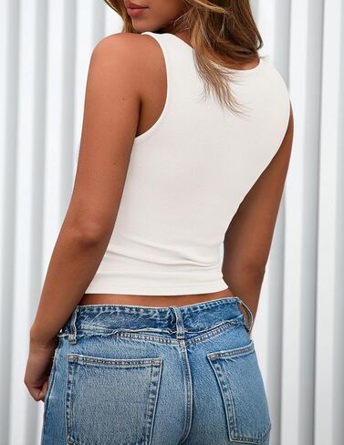 PRETTYGARDEN Womens 2025 Summer Tank Tops Ribbed Knit Slim Fit Sleeveless Henley Shirts Casual Basic Button Up Blouse in Saudi Arabia