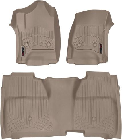 WeatherTech Custom Fit FloorLiner Floor mats for Silverado 1500, 2500HD/3500HD, Sierra 1500, 2500HD/3500HD (Crew Cab, Carpet) - 1st & 2nd Row, Black in Saudi Arabia