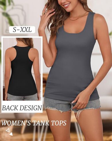 RIYIPER 4 Pack Women's Racerback Tank Tops Cotton Purted Syclouts Sliceveless Dirtts Disual Athletic Gym Gym Basic Tee in Kuwait