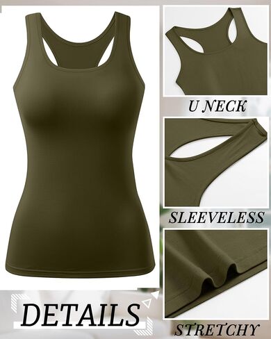 RIYIPER 4 Pack Women's Racerback Tank Tops Cotton Purted Syclouts Sliceveless Dirtts Disual Athletic Gym Gym Basic Tee in Kuwait