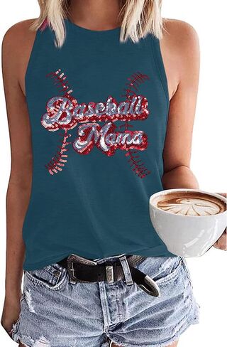 Baseball Mom Tank Tops Women: Baseball Shirts Game Day Gifts Summer Softball Mom Sleeveless Workout Vest in Saudi Arabia