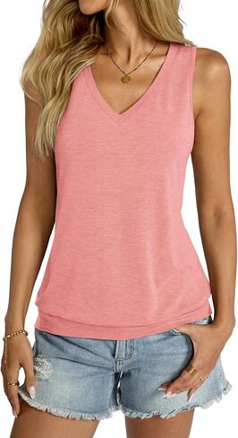 Womens v Deck Tank Tops Slicfiveed Sladed Hend قمصان فضفاضة ملابس صيفية الملابس 2025 in Kuwait