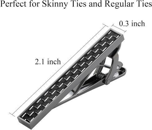 Tie Clips for Men Gold Silver Gun Black, TAIGRAMA Tie Bar and Tie Pin Carbon Fiber for Regular Ties and Skinny Ties, Unique Tie Clip Tie Clasp Suitable for Wedding Anniversary Business and Best Gift in Kuwait