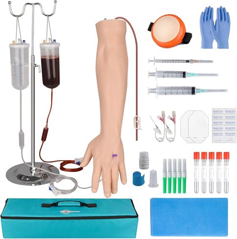 مجموعة أدوات التدريب على الوريد من MedEduQuest لطلاب التمريض، مجموعة تمارين الفصد خالية من اللاتكس مع حقيبة محمولة (للاستخدام التعليمي فقط) in Kuwait