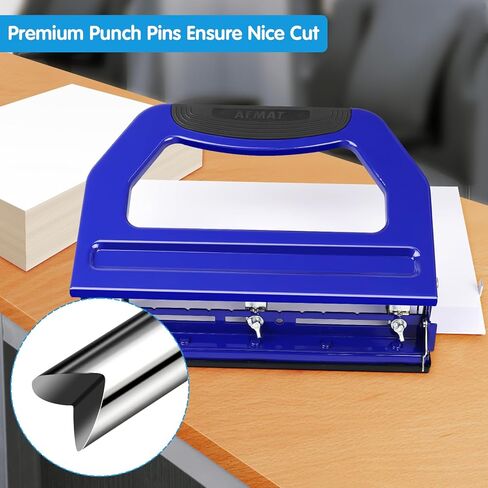AFMAT Heavy Duty 3 Hole Punch, 50-Sheet 2 Hole Punch, 50% Reduced Effort 3-Hole Puncher, Adjustable Three Hole Punch 2 Hole Paper Punch, Metal Paper Puncher w/Large Chip Tray, Metal Paper Guide in Kuwait