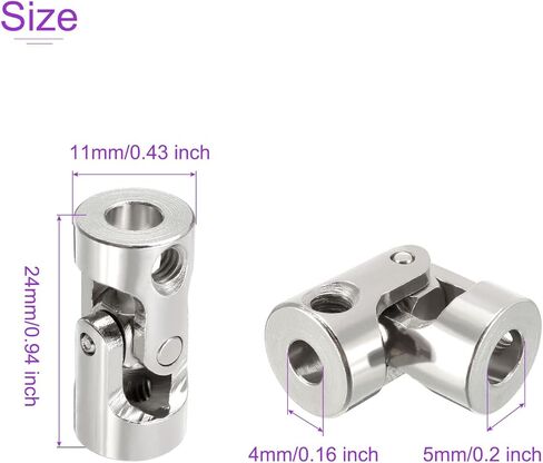 DMiotech 2 Pack 3mm to 4mm Inner Dia Rotatable Universal Steering Shaft U Joint Coupler L23 x D9 Coupler Connector W Screw for 3D Printer, CNC Machine in Saudi Arabia